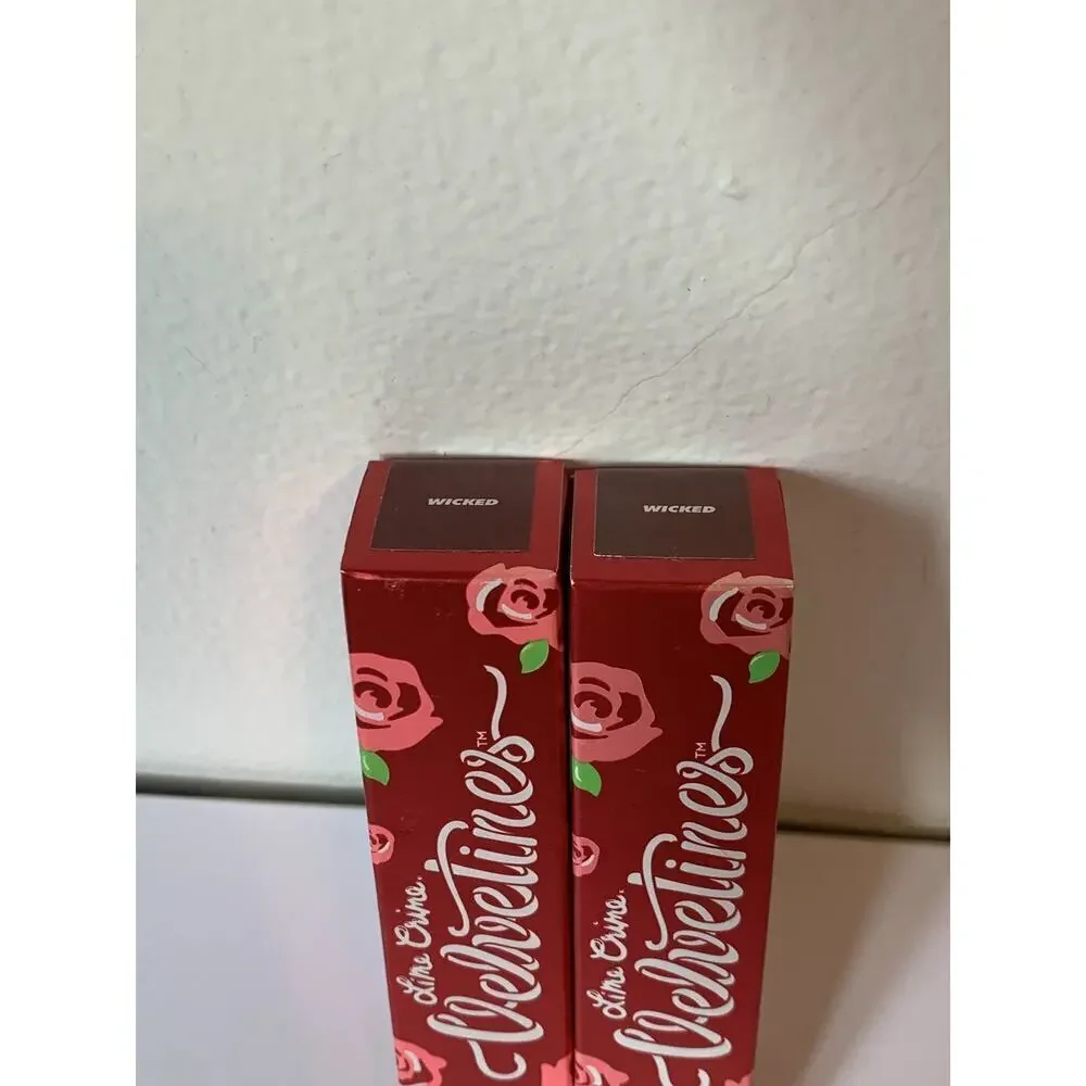 2X Lime Crime Velvetines Wicked Liquid Matte Lipstick NEW Set Bundle Deep Red